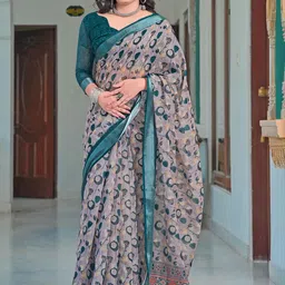 KALINI Linen Blend Khadi Saree-image-24