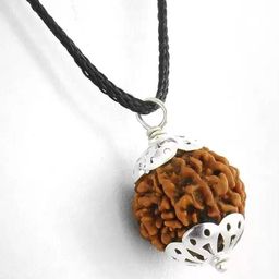 Divine souvenirs Circular Wooden Rudraksh Pendant With Chain-picture-1