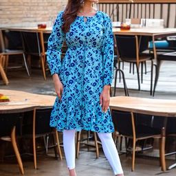 Pink Galaxy Women Floral Printed Daily Cotton A-Line Kurta-image-61