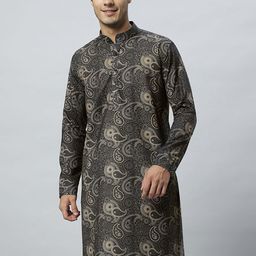 GLOBALRANG Paisley PrintedMandarin Collar Cotton Straight Kurta-image-55