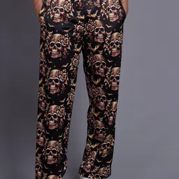 GO DEVIL Men Floral Printed Original Loose Fit High-Rise Joggers Trousers-picture-42