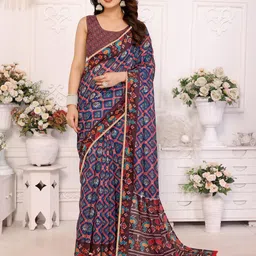 Moda Rapido Women Digital Printed Chanderi Ikat Saree-picture-9