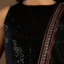 Inddus Women Floral Embroidered Regular Sequinned Kurta with Sharara & Dupatta image 2