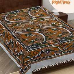 HASHCART Brown & White Floral Printed 210 TC Pure Cotton Single Bedsheet 2.30m x 1.52m-17