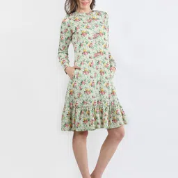 DELIS Women Floral Print A-Line Dress-image-10