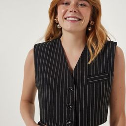 Happiness istanbul Striped Slim-Fit Waistcoat-image-34