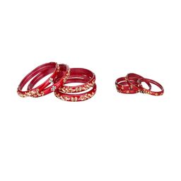SOMIL Set Of 8 Red Alloy Artificial Stones and Beads Antique Bangles-image-99