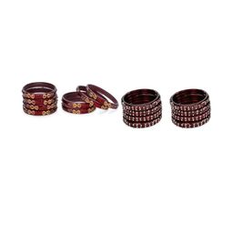 SOMIL Set Of 16 Maroon Alloy Artificial Stones & Beads Bangles-picture-46