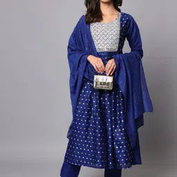 VredeVogel Women Floral Embroidered Kurta with Trousers & Dupatta-image-83
