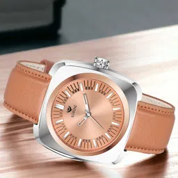 LORENZ Men Brass Dial & Leather Straps Analogue Watch MK-4017R-13