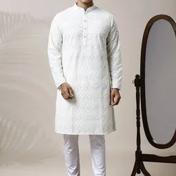 Be Desi Men Floral Printed Regular Kurta with Pyjamas-image-23
