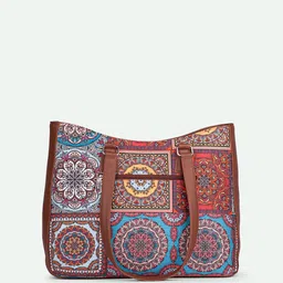 ZOUK Printed Structured Tote Bag image 4