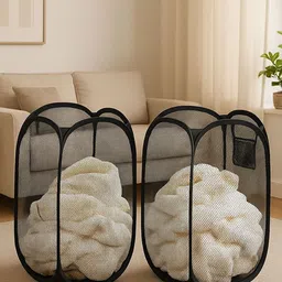 Kuber Industries 2-Pcs Black Mesh Laundry Basket 20 L-41