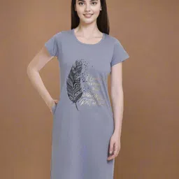 White Moon Women Printed Nightdress-image-53