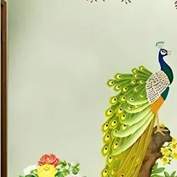 Jaamso Royals Green & Purple Peacock Design Self-Adhesive Wall Sticker-50