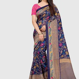 KALINI Women Paisely Printed Silk Cotton Ikat Saree-image-29