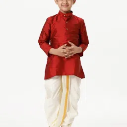 Ramraj Boys Solid Long Sleeve Kurta with Panchakacham-image-23
