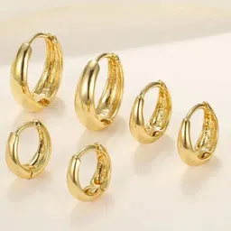 VAMA Set Of 3 14K Gold-Plated Circular Studs-10