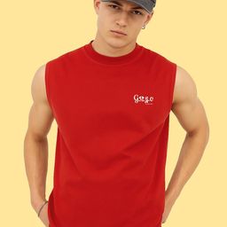 GSPO Cotton Round Neck Gym Vest Y-V-GSPO-Red-image-99