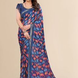 Moda Rapido Blue Poly Georgette Embellished Sarees-picture-33