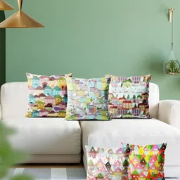 ArtzFolio Multicoloured Set of 5 Velvet Square Cushion Covers-33