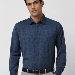V Dot Men Slim Fit Spread Collar Abstract Printed Formal Shirt-image-63