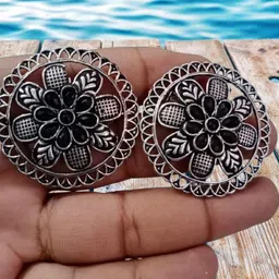 OPUS GEMS Artificial Stones Studded Oxidised Floral Shaped Studs-picture-13