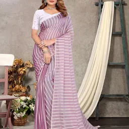 Moda Rapido Striped Embroidered Poly Chiffon Saree-picture-9