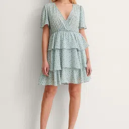 TIRA Floral Women Flutter Sleeve Georgette Fit & Flare Mini Dress-image-61