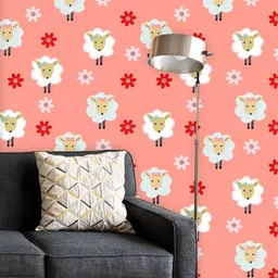 ArtzFolio Printed UV-Resistant Anti-Bacterial Sheep & Abstract Flowers Peel & Stick Wallpaper-image-26