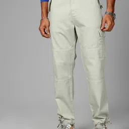 British Club Men Comfort Slim Fit Cotton Cargos Trousers-image-91
