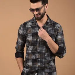 Crimsoune Club Men Classic Spread Collar Abstract Printed Cotton Slim Fit Casual Shirt-image-59