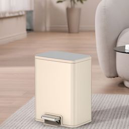 OBSESSIONS Cream-Coloured & Grey Pedal Dustbin With Liner 15 L-picture-4