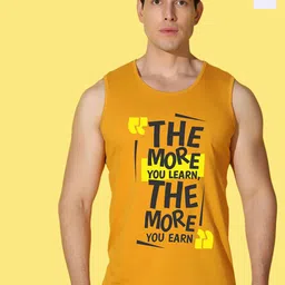 WOOSTRO Pack Of 2 Printed Combed Cotton Gym Vests VWS26(ENJOY WHITE)(MORE MUSTARD)-image-32