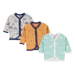 MEGNAM Kids Floral 3 Printed V-Neck Pockets T-shirt-28