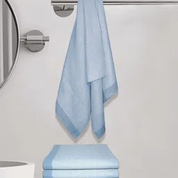 Myntra Elegant Homes Blue & White 5 Pieces Striped Lightweight Cotton 150 GSM Bath Towels-picture-34