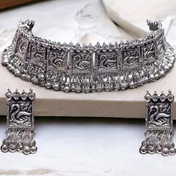BMINO Women Silver Jewellery Set-image-117
