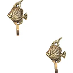 IndianShelf Gold-Toned 2 Pieces Brass Fish Wall Hooks-10