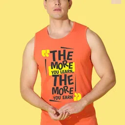 WOOSTRO Pack Of 2 Printed Combed Cotton Gym Vests VWS26(ALONE RUST)(MORE ORANGE)-picture-39