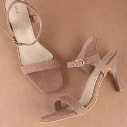 Lavie Open Toe Buckled Pointed Heels Nude Color Sandals-50