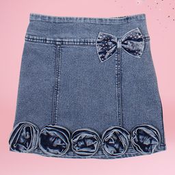 CUTECUMBER Girls Embellished Denim A-Line Above Knee Skirt-image-36