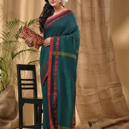 DESH BIDESH Woven Design Pure Cotton Taant Saree-image-17