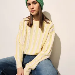 ONLY Women Cable Knit Embroidered Regular Pullover Sweaters-image-20