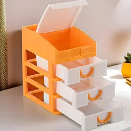 Kuber Industries Yellow & White 2 Pieces Reusable 4-Layer Drawer Organiser-0