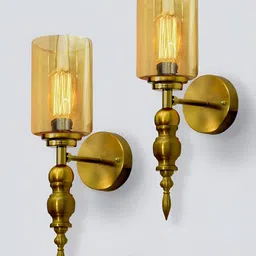 Homesake Gold-Toned Metal Cylinder Shaped Wall Lamp-34