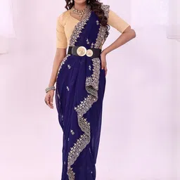 Moda Rapido Ethnic Motifs Beads and Stones Pure Georgette Saree-image-11