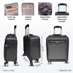 THE CLOWNFISH Eclipse Series Textured Soft-Sided Cabin Trolley Bag image 5