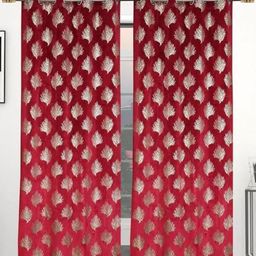 Aura Maroon & Gold-Toned Set of 2 Floral Door Curtain-46