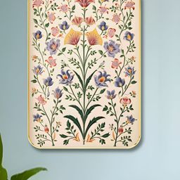 SAF Beige & Orange Flowers Printed Wooden Wall Painting-33