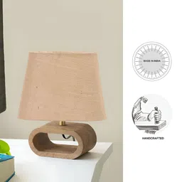 Devansh Beige Wood Traditional Frusturical Shaped Table Lamp-13